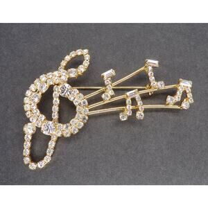 MUSIC NOTE TREBLE g CLEF made with Swarovski Crystal Musical Jewelry Pin Brooch